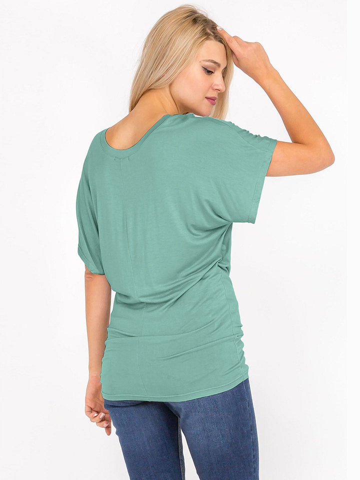 WOMEN'S SHORT SLEEVE OFF SHOULDER LOOSE FIT TUNIC TOP