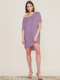 WOMEN'S SHORT SLEEVE OFF SHOULDER TUNIC MINI DRESS