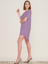 WOMEN'S SHORT SLEEVE OFF SHOULDER TUNIC MINI DRESS