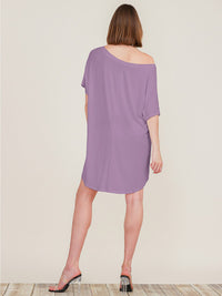 WOMEN'S SHORT SLEEVE OFF SHOULDER TUNIC MINI DRESS