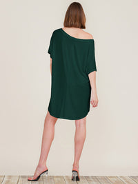 WOMEN'S SHORT SLEEVE OFF SHOULDER TUNIC MINI DRESS