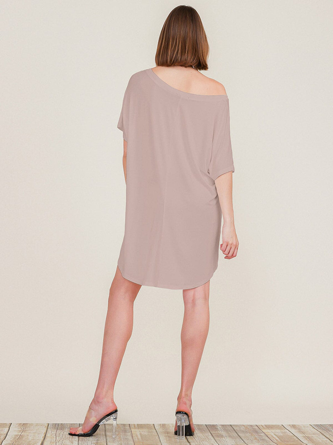 WOMEN'S SHORT SLEEVE OFF SHOULDER TUNIC MINI DRESS