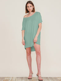 WOMEN'S SHORT SLEEVE OFF SHOULDER TUNIC MINI DRESS