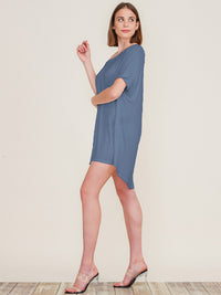 WOMEN'S SHORT SLEEVE OFF SHOULDER TUNIC MINI DRESS