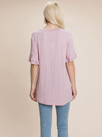 WOMEN'S SHORT RUFFLE SLEEVE V-NECK CRICHET DETAILED TOP