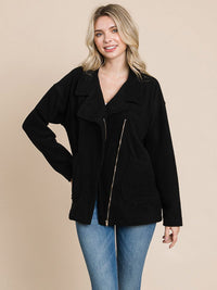 WOMEN'S LONG SLEEVE ZIPPER CLOSURE FRONT POCKETS JACKET