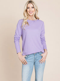 WOMEN'S LONG SLEEVE SOLID WAFFLE TOP