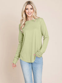 WOMEN'S LONG SLEEVE SOLID WAFFLE TOP