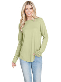 WOMEN'S LONG SLEEVE SOLID WAFFLE TOP