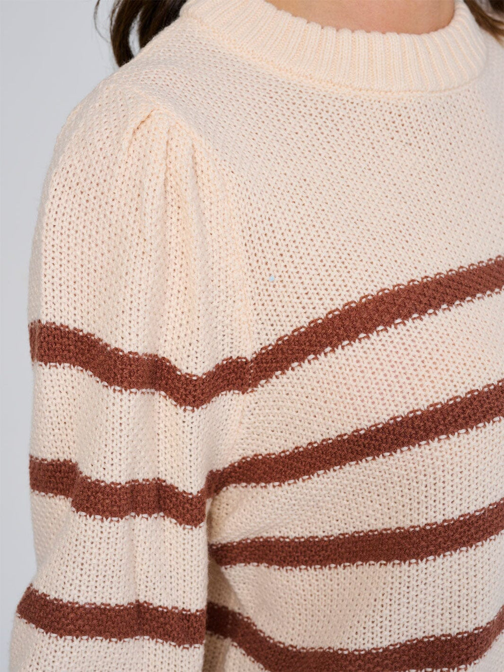 WOMEN'S LONG SLEEVE COLORBLOCK STRIPES KNIT PULLOVER SWEATER