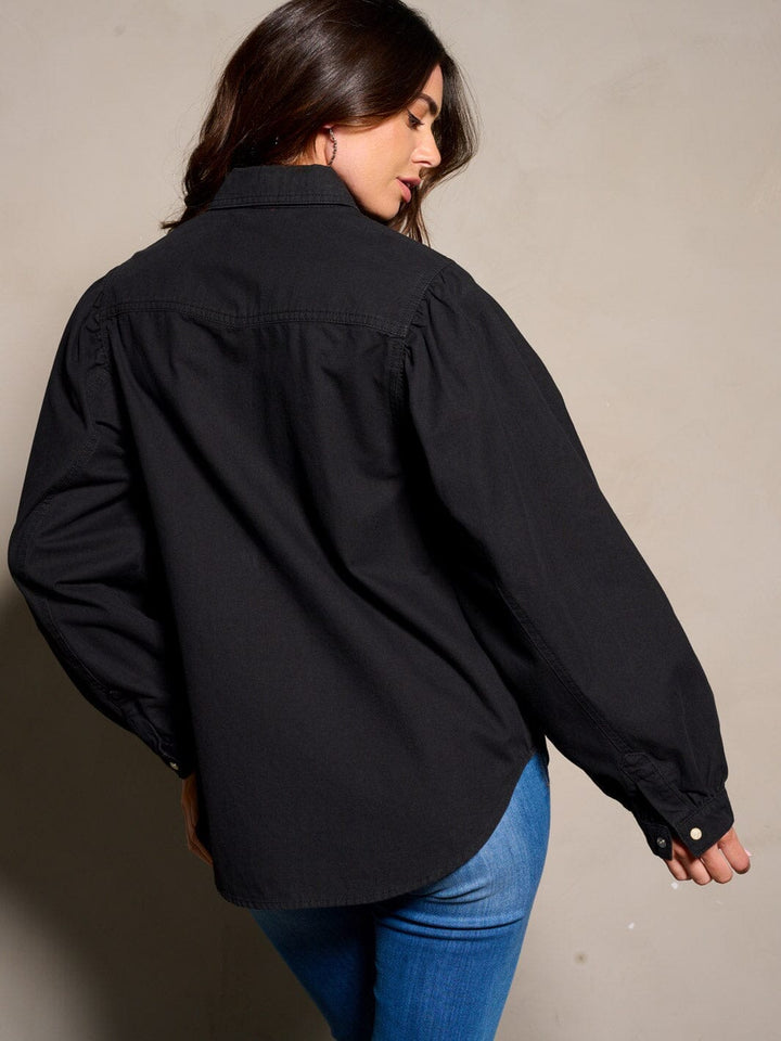 WOMEN'S LONG SLEEVE BUTTON CLOSURE DENIM TOP