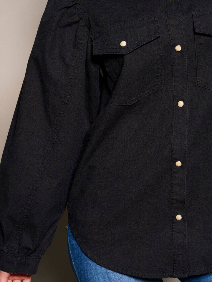 WOMEN'S LONG SLEEVE BUTTON CLOSURE DENIM TOP