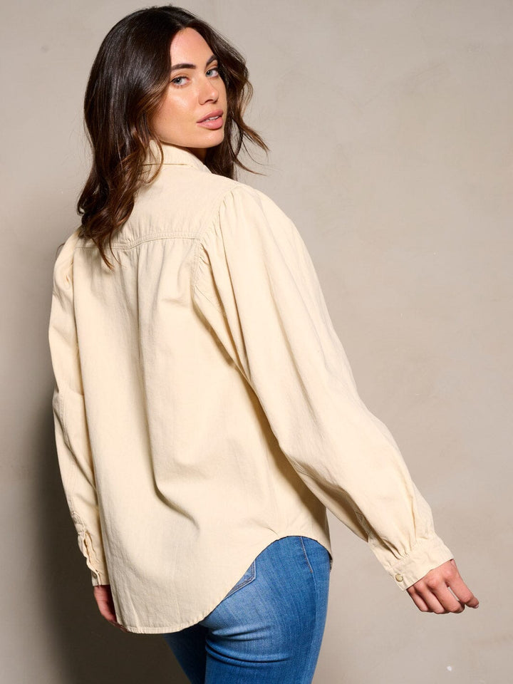 WOMEN'S LONG SLEEVE BUTTON CLOSURE DENIM TOP