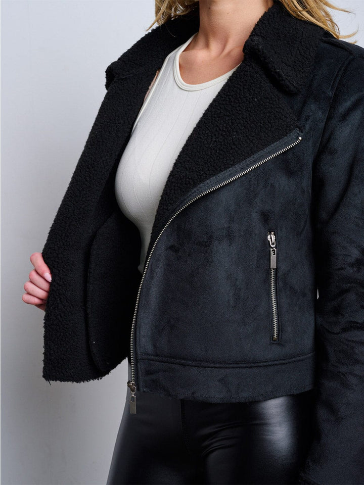 WOMEN'S LONG SLEEVE ZIP UP SHERPA JACKET