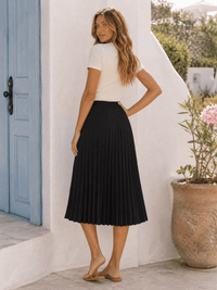 *****************WOMEN'S ELASTIC WAIST PLEATED FIT & FLARE MIDI SKIRT