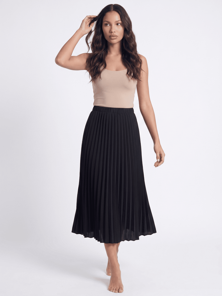 *****************WOMEN'S ELASTIC WAIST PLEATED FIT & FLARE MIDI SKIRT