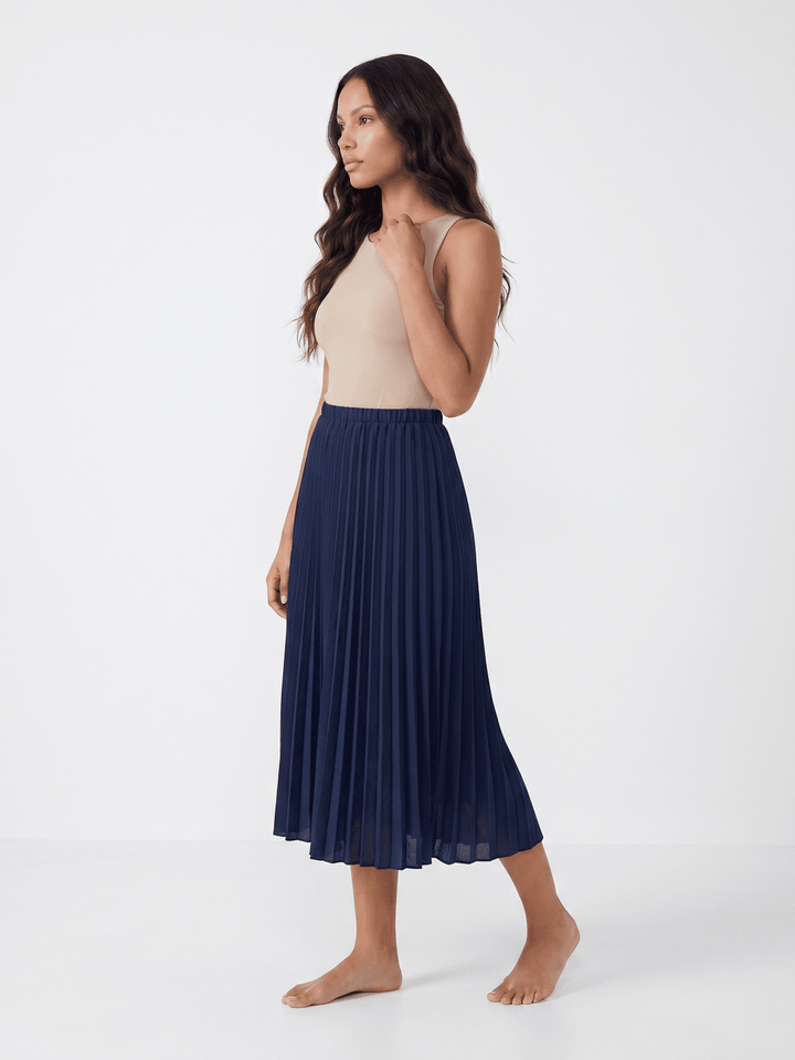 *****************WOMEN'S ELASTIC WAIST PLEATED FIT & FLARE MIDI SKIRT