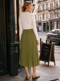 *****************WOMEN'S ELASTIC WAIST PLEATED FIT & FLARE MIDI SKIRT
