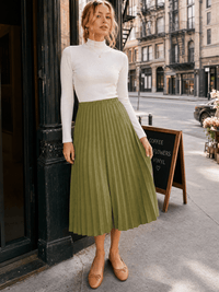 *****************WOMEN'S ELASTIC WAIST PLEATED FIT & FLARE MIDI SKIRT