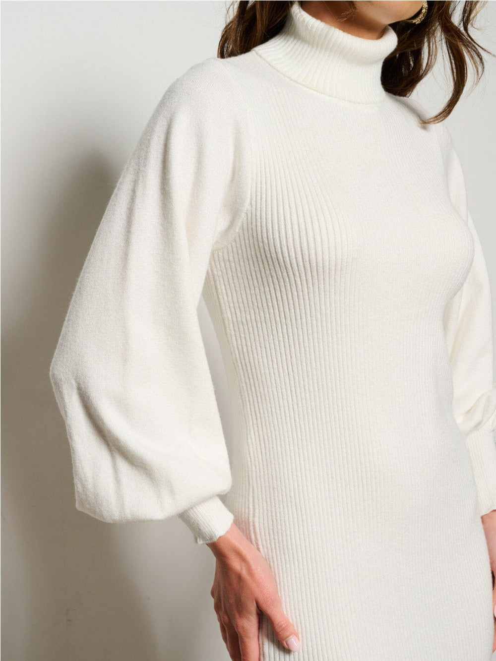 WOMEN'S LONG SLEEVE TURLE NECK BODYCON MINI DRESS