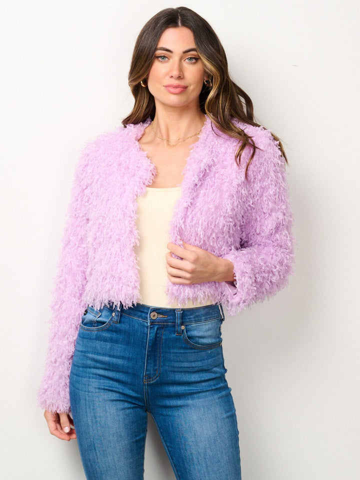 WOMEN'S LONG SLEEVE OPEN FRONT FUZZY BLAZER