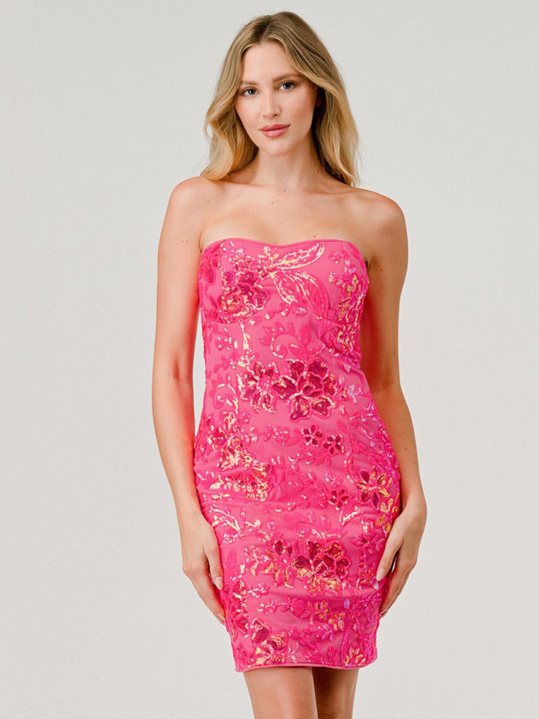 WOMEN'S SLEEVELESS BODYCON SEQUINS FLORAL MINI DRESS