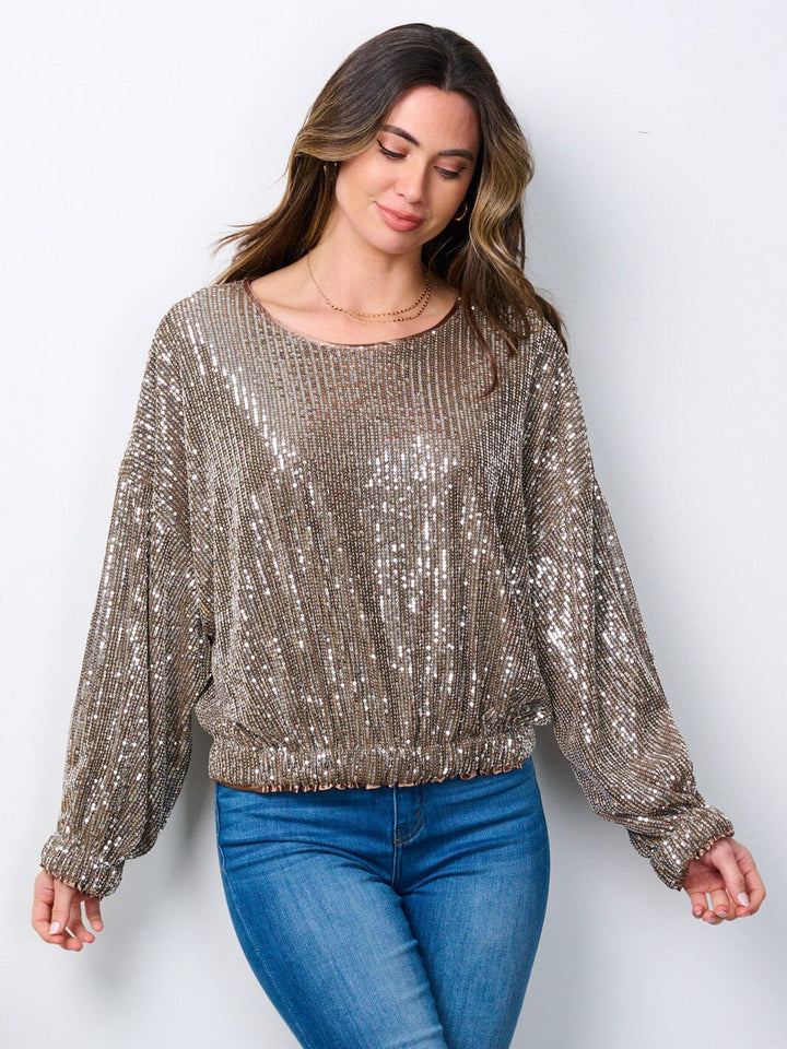 WOMEN'S LONG SLEEVE SEQUINS BLOUSE TOP