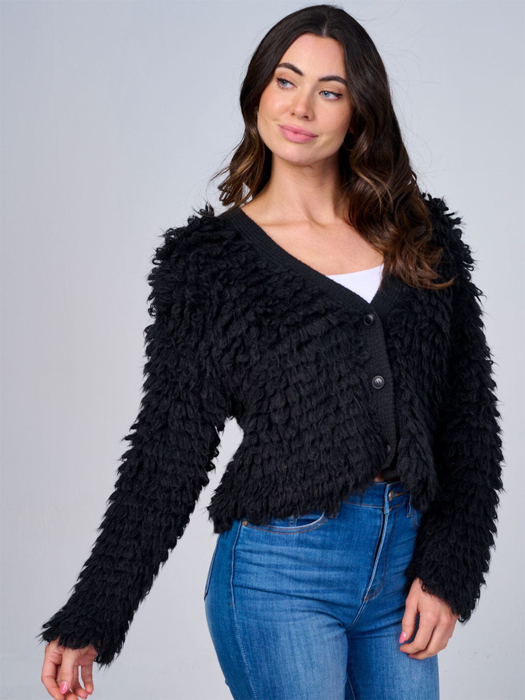 WOMEN'S LONG SLEEVE BUTTON CLOSURE DETAILED SWEATER