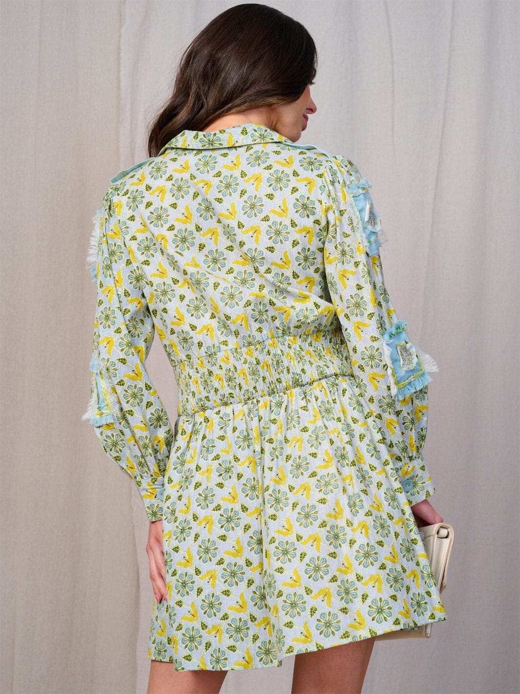 WOMEN'S LONG SLEEVE TASSEL OPEN BACK TUNIC MINI DRESS (Copy)