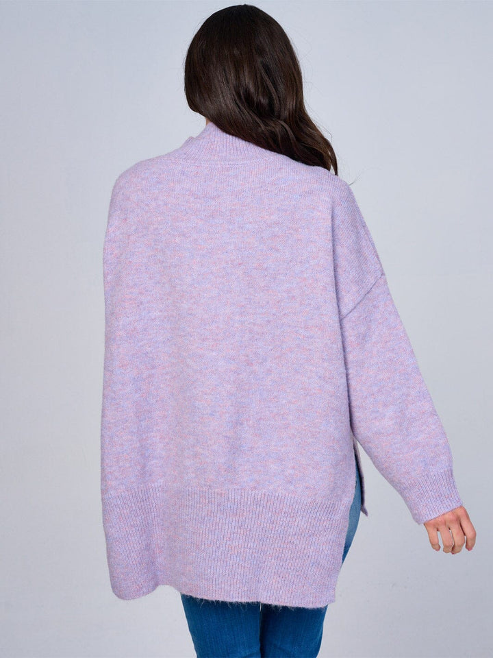 WOMEN'S LONG SLEEVE TURTLE NECK HIGH-LOW OVERSIZED SWEATER