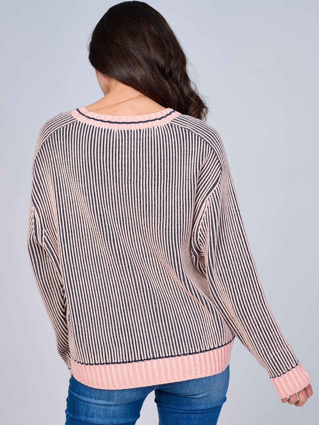 WOMEN'S LONG SLEEVE BUTTON CLOSURE RIBBED COLORBLOCK SWEATER