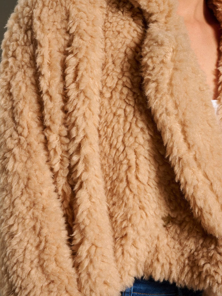 WOMEN'S LONG SLEEVE BUTTON CLOSURE SHERPA JACKET