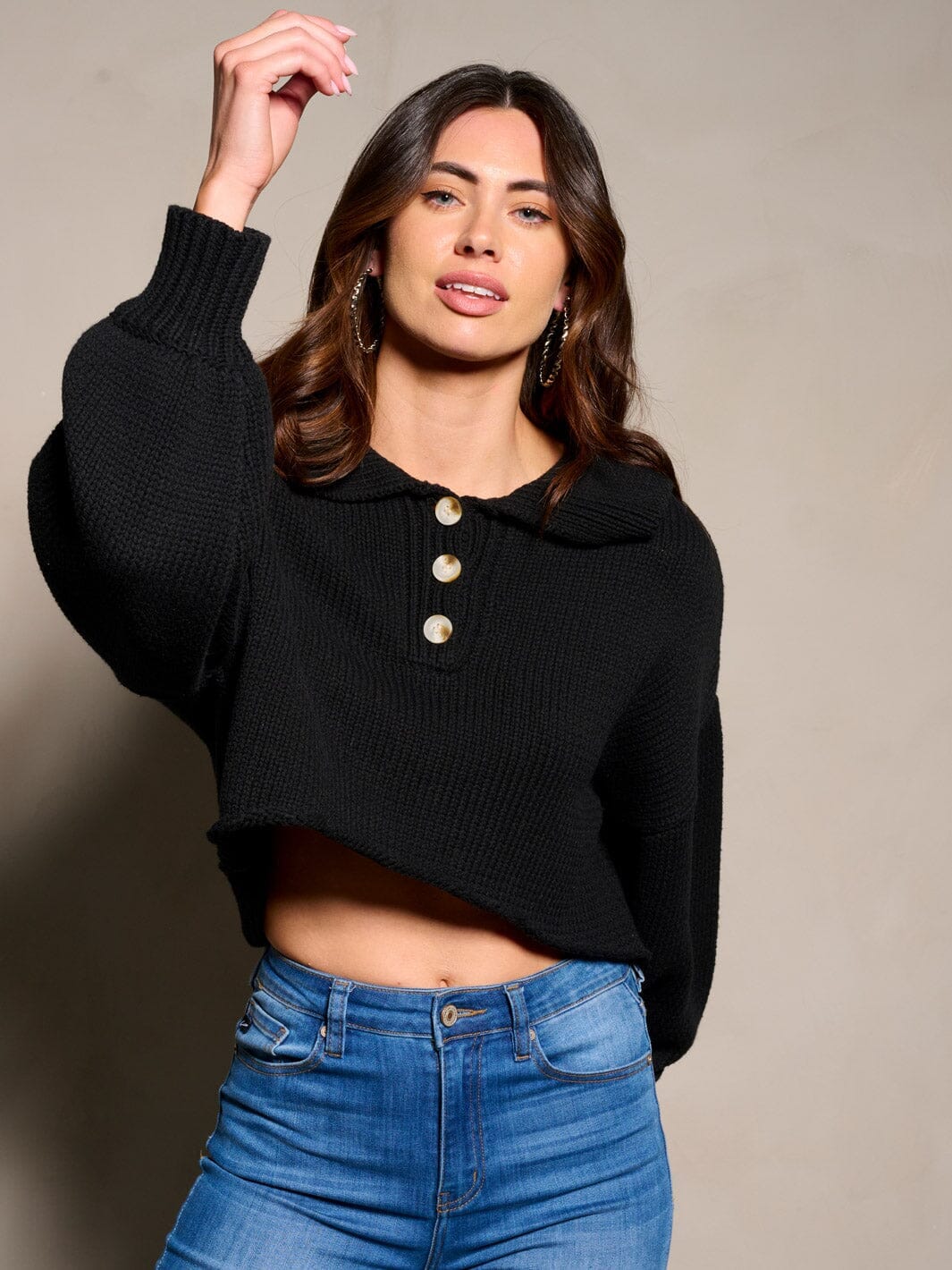 WOMEN'S LONG SLEEVE V-NECK TRIM DETAILED SWEATER (Copy)
