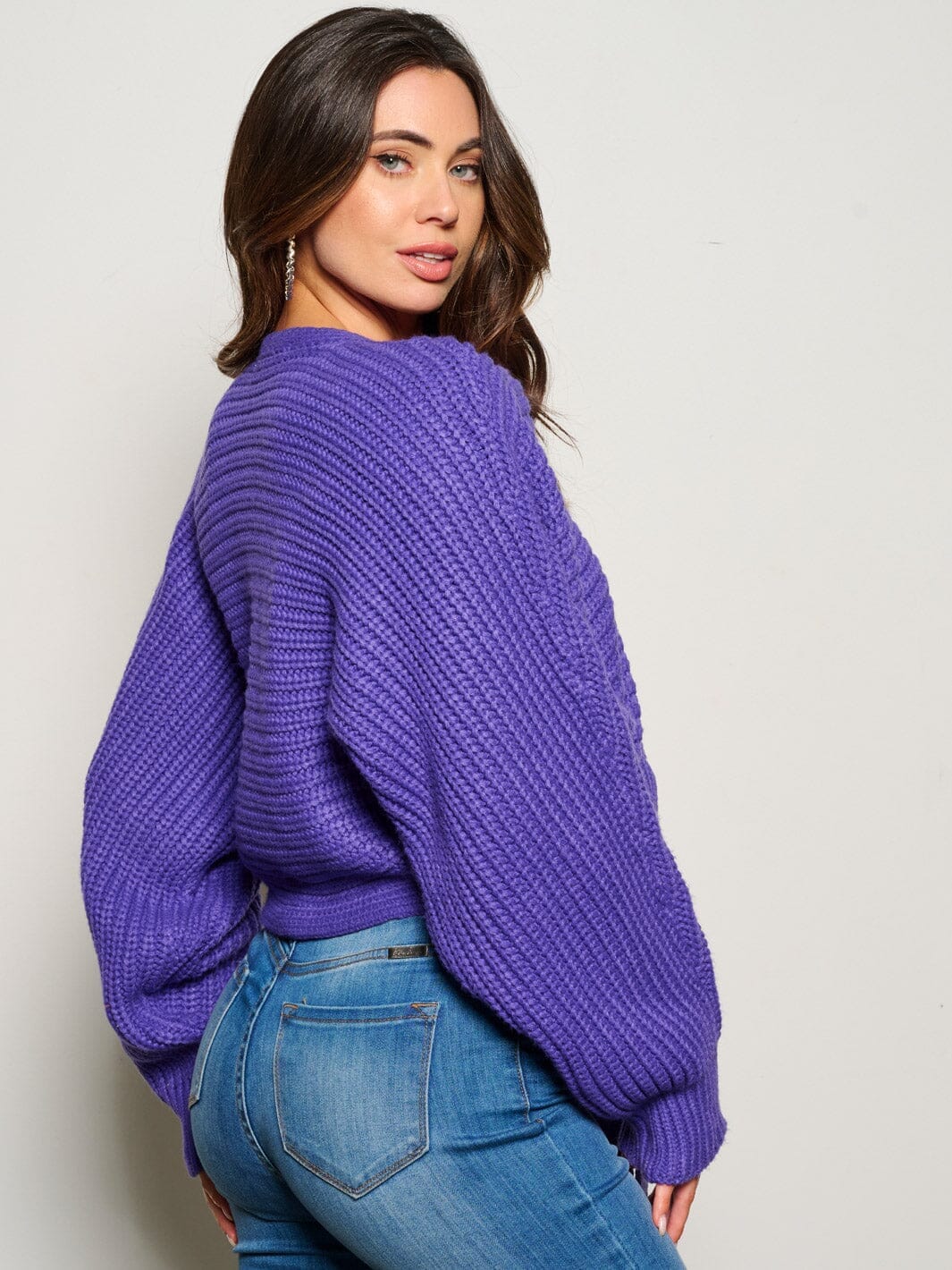 WOMEN'S LONG SLEEVE SELF TIE KNITTED CARDIGAN