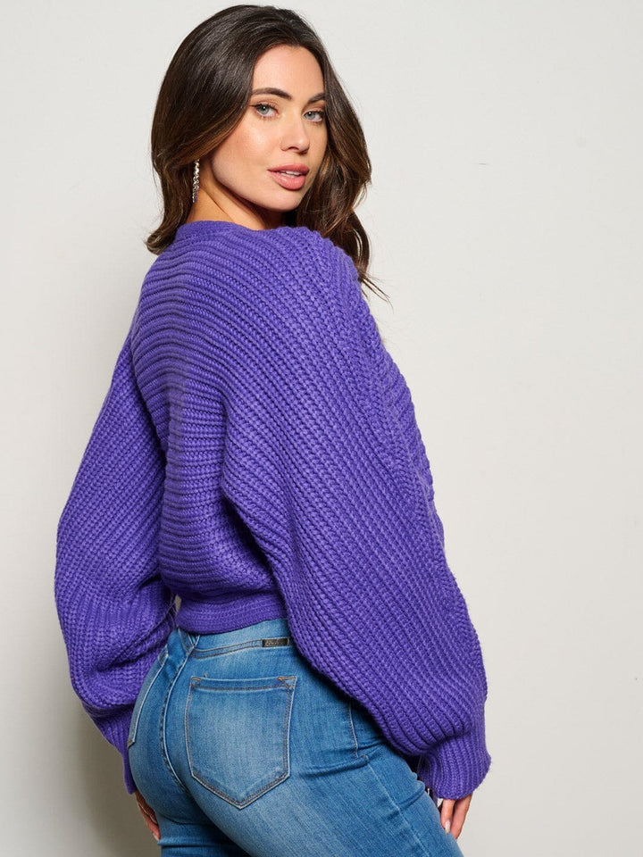 WOMEN'S LONG SLEEVE SELF TIE KNITTED CARDIGAN