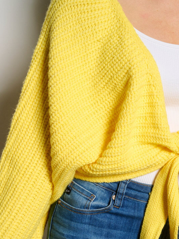 WOMEN'S LONG SLEEVE SELF TIE KNITTED CARDIGAN