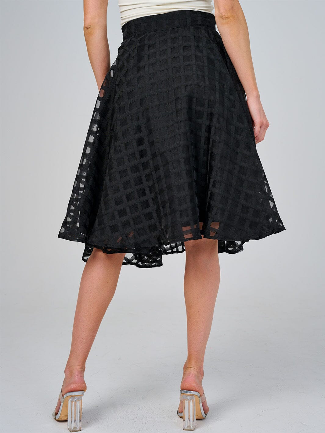 WOMEN'S ZIPPER CLOSURE LACE ORGANZE FIT & FLARE MINI SKIRT