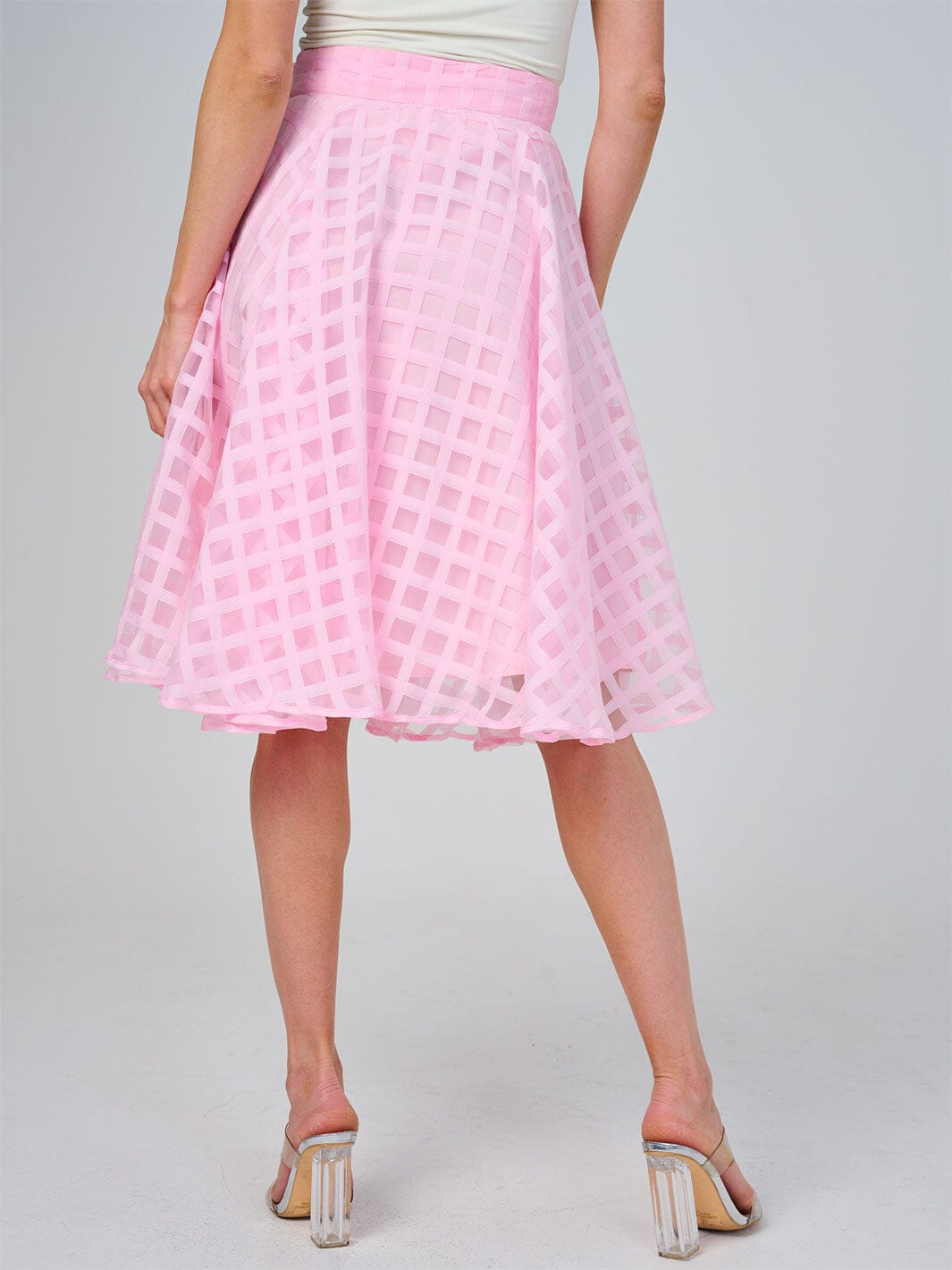 WOMEN'S ZIPPER CLOSURE LACE ORGANZE FIT & FLARE MINI SKIRT