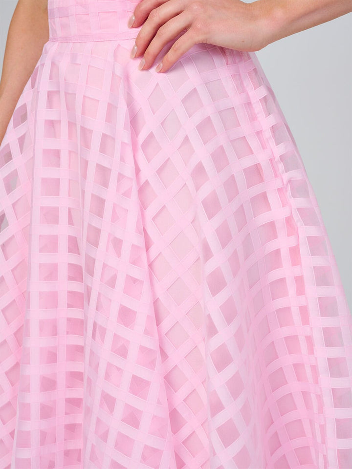 WOMEN'S ZIPPER CLOSURE LACE ORGANZE FIT & FLARE MINI SKIRT