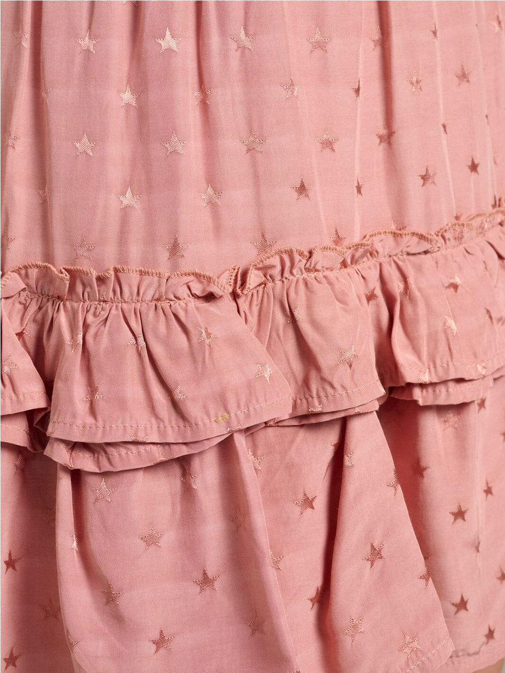 WOMEN'S ELASTIC WAIST TIERED RUFFLE STARS PRINT MINI SKIRT