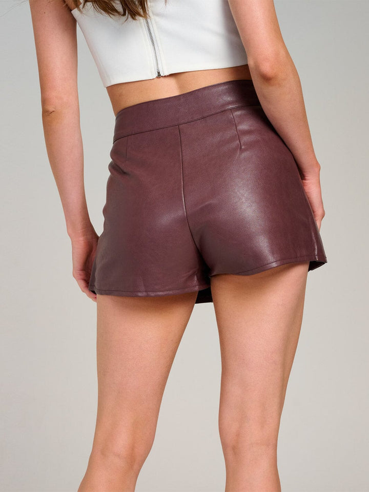WOMEN'S ZIPPER CLOSURE PLEATED PU PLEATHER MINI SKORT