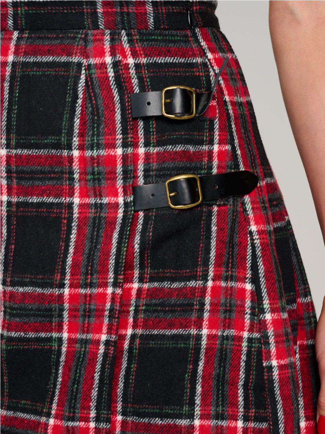 WOMEN'S ZIP UP SURPLICE PLAID MINI SKIRT