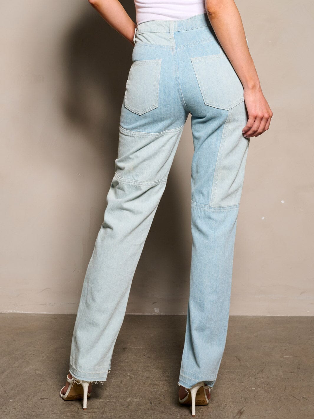 WOMEN'S BUTTON CLOSURE POCKETS DENIM PANTS