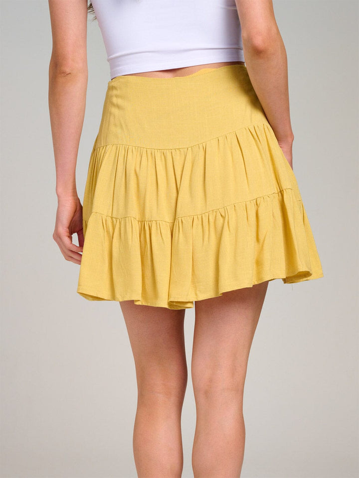 WOMEN'S ZIPPER CLOSURE TIERED FLARE MINI SKIRT