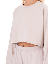 WOMEN'S LONG SLEEVE PULLOVER SWEATER & ELASTIC WAIST JOGGER LEG PANTS WASHED 2PC. SET