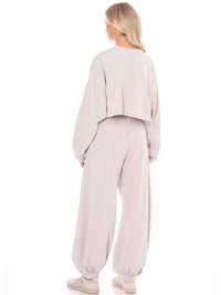 WOMEN'S LONG SLEEVE PULLOVER SWEATER & ELASTIC WAIST JOGGER LEG PANTS WASHED 2PC. SET