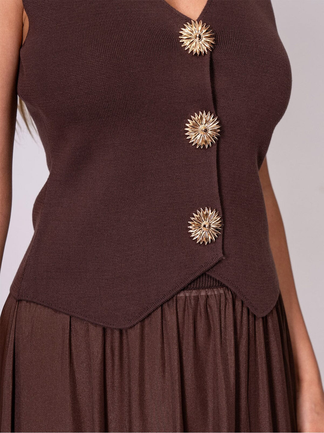 WOMEN'S SLEEVELESS BLOUSE & ELASTIC WAIST MAXI SKIRT CONTRAST 2PC. SET