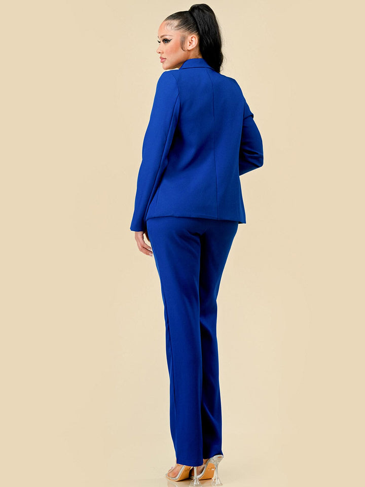 WOMEN'S LONG SLEEVE BLAZER WITH CROP TOP & WIDE LEG PANTS 3PC. SET