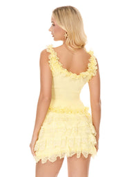 WOMEN'S SLEEVELESS TANK TOP & ELASTIC WAIST MINI SKIRT TIERED RUFFLE RIBBED 2PC. SET