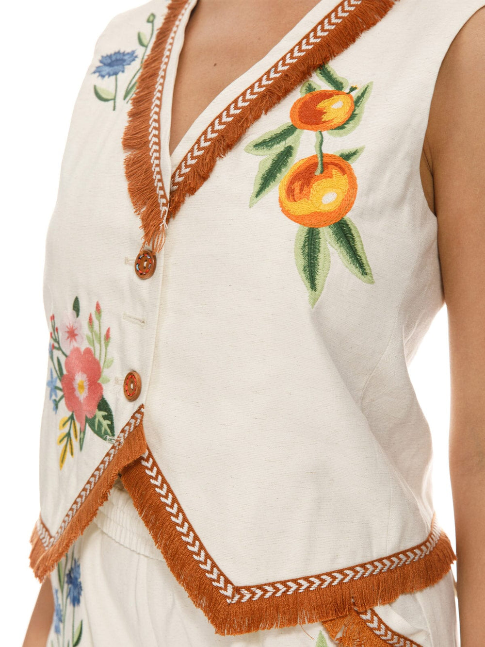 WOMEN'S SLEEVELESS TOP & MINI SHORTS EMBROIDERY DETAILED 2PC. SET